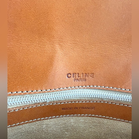 Celine Brown & Beige macadam Leather Trim Crossbody Bag - Picture 5 of 15